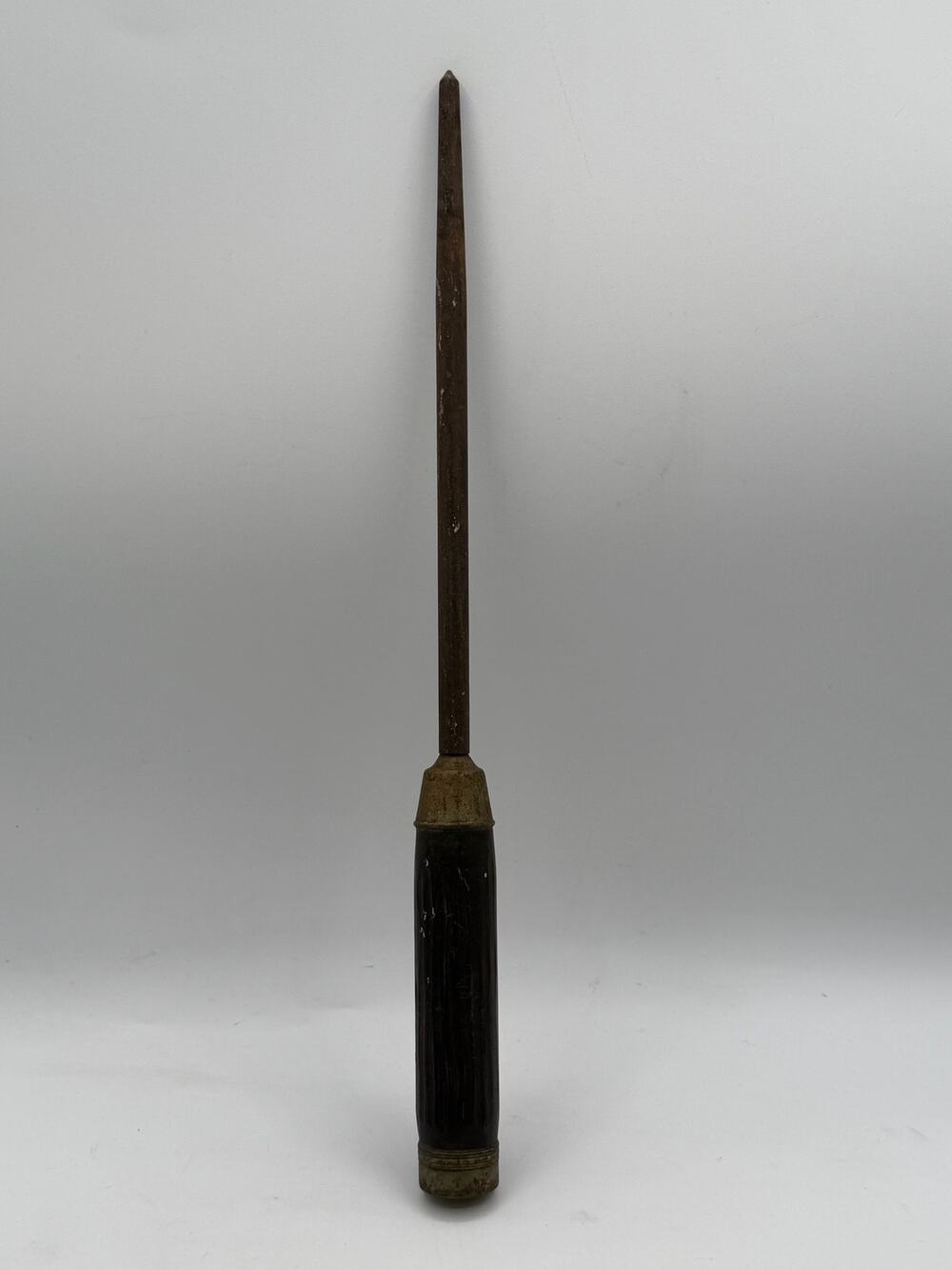Vintage 13.5" Knife Sharpening Steel Honing Rod Tool with Dark Wood Handle